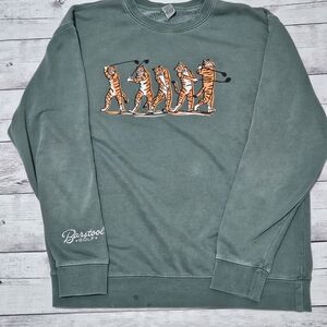 Men's Crewneck Sweater - Green Tiger Design